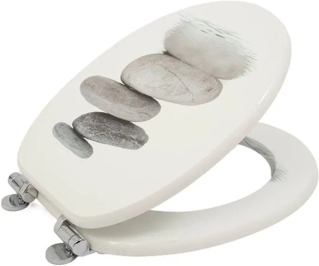 SINOBATH WC Sitz mit Absenkautomatik und Soft-Close, oval, MDF Holzkern, Farbe: Weiß, B: 43,5 cm, T: 37,8 cm, H: 5,0 cm - Bild 1