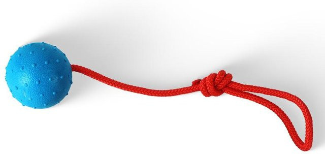 Gummiball mit Seil, Hundespielzeug, 6,5cm - Bild 1