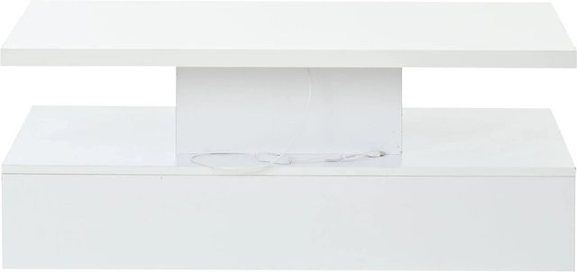 okwish Couchtisch mit LED-Licht und Schiebeschublade in Weiß, B/T/H: 100 x 50 x 39 cm - Bild 1