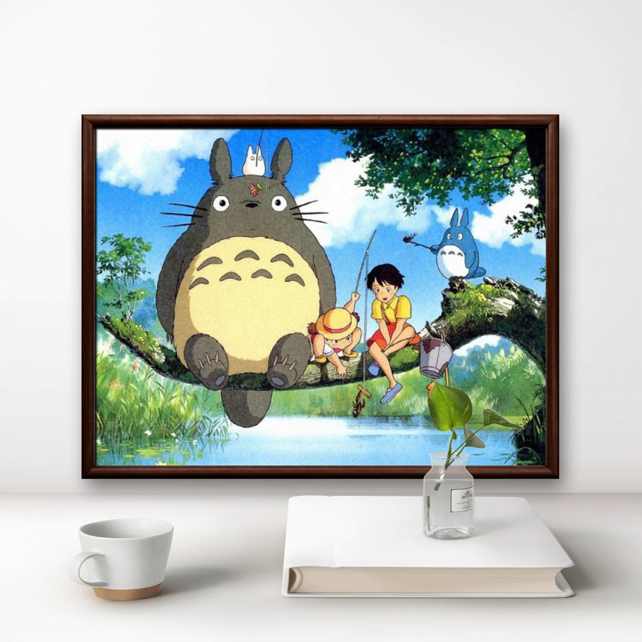 Kayou DIY Diamantmalerei Totoro Anime Tier-Gemälde als runde Wanddekoration in Multicolour, B/H: 30 x 30 cm - Bild 1