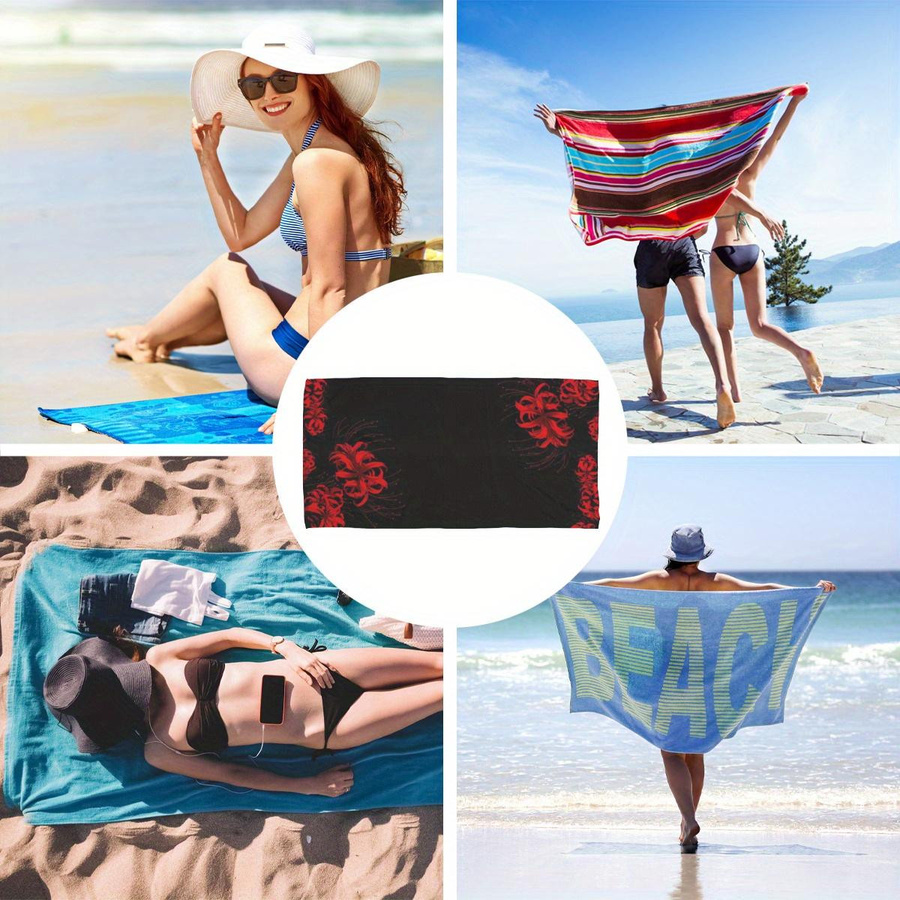 Ka Chen Muda Strandtuch mit Roter Spinnenlilie, Floral, Polyester, rot-weiß, B: 45 cm, H: 90 cm - Bild 2