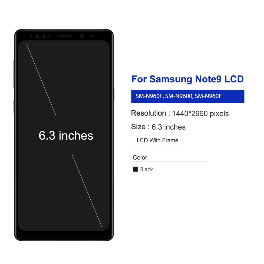 Samsung Note9 LCD Display mit Rahmen TFT Touchscreen Digitizer für N960F N960U N9600 in Schwarz oder Blau - Bild 3
