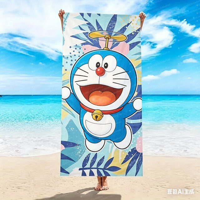 Doraemon Strandtuch aus Microfaser mit Cartoon-Print von Bandai in Multicolour - Bild 1