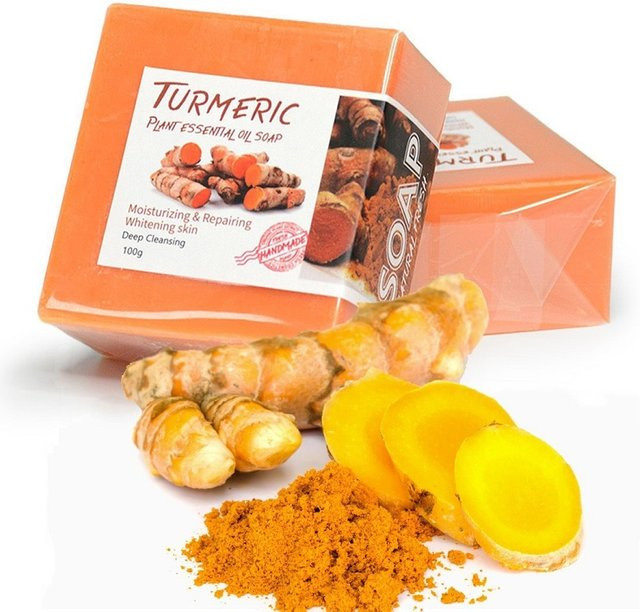 Kurkuma-Seife, Tiefenreinigung und Peeling, für unreine Haut und Akne - Bild 1