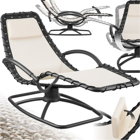 tectake Gartenliege Toulon Beige mit Komfort-Schwingbewegung, ergonomischer Form, Armlehnen und Textilene-Gewebe, B/T/H: 170 x 77 x 83 cm