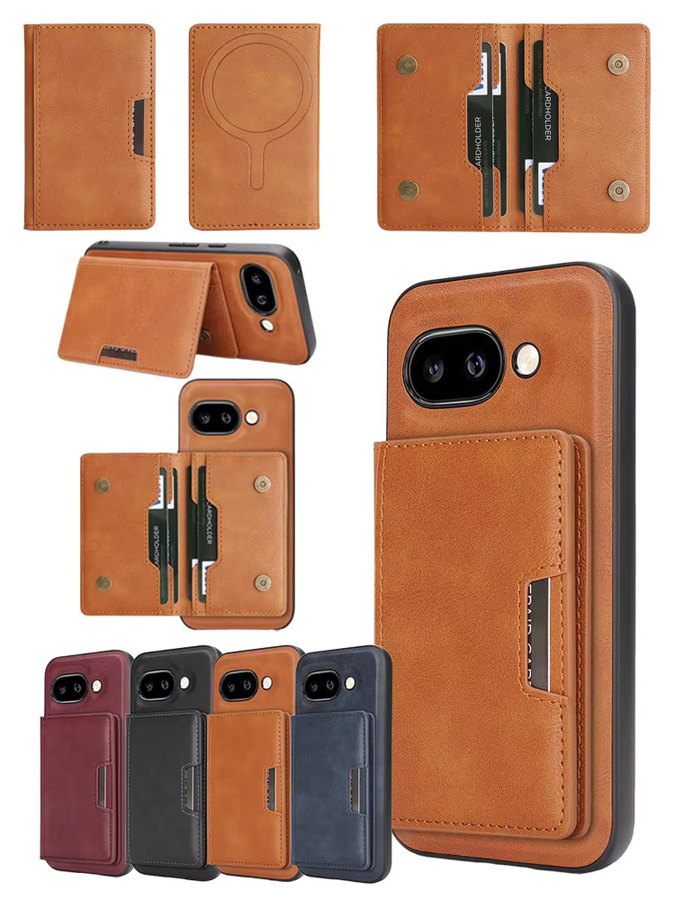 2-in-1 Magnetische Ledertasche für Google Pixel 8 8A 8Pro 9 9Pro XL 10Pro 9A Pixel 10 mit Kartensteckplätzen und kabelloser Ladefunktion in Rot - Bild 3