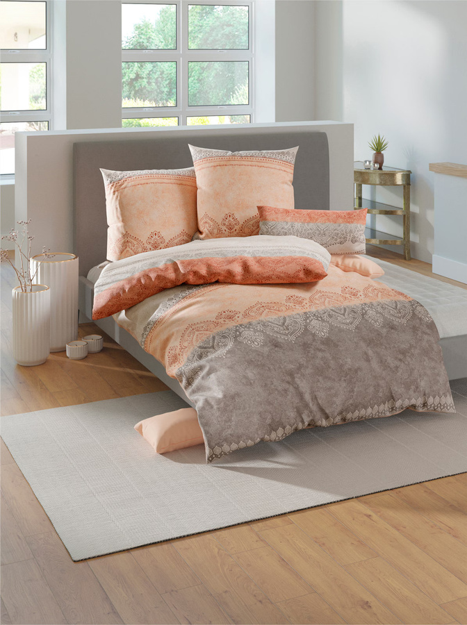 Wäschepur Bettwäsche Boho Nature in Beige mit floralem Design aus Baumwolle, B/H: 135 x 200 cm - Bild 1