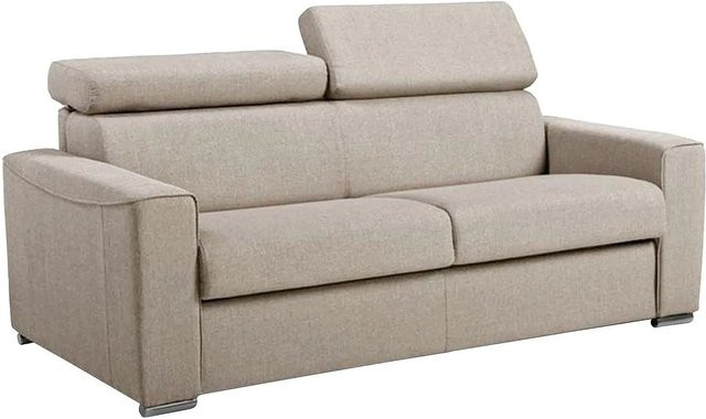 Vente-unique Schlafsofa Vizir Beige mit verstellbarer Kopfstütze und Stoffbezug, Breite: 196 cm - Bild 1