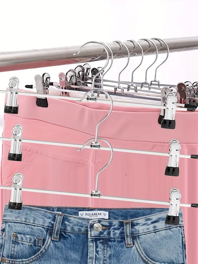 IFITU PUBO Metall Hosenbügel mit Clips in Schwarz oder Blau, rutschfeste Mehrzweck-Kleiderbügel für Hosen und Röcke - Bild 2