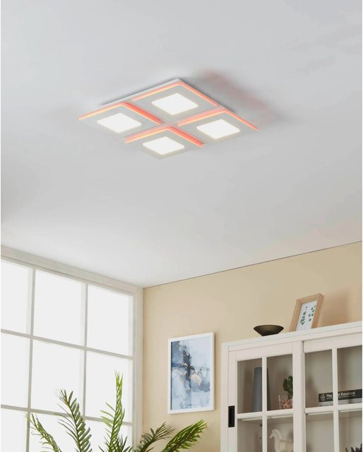 Eglo LED-Deckenleuchte Padrogiano-Z in Weiß, quadratisch, dimmbar mit Fernbedienung und RGBW-Funktion, B/T: 45 x 45 cm - Bild 1