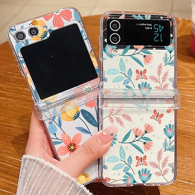 Transparente Handyhülle mit Blumenmuster für Samsung Galaxy Z Flip 5, Z Flip 4 und Z Flip 3 - Bild 1