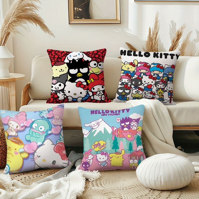 Sanrio K-Kitty und K-Kuromi weicher Kissenbezug Multicolor für Sofa und Wohnzimmer - Bild 1