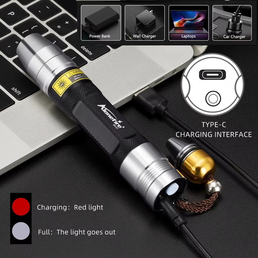 Alonefire 3in1 Taschenlampe mit Hellgelb- und UV-Licht, USB wiederaufladbar, zur Erkennung von Schmuck, Jade, Steinen, Haustierflecken und Erzen - Bild 3