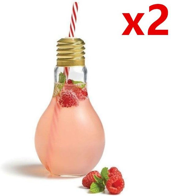 Yiran Furniture Bubble-Tea-Becher in Glühbirnen-Design aus Glas, transparent, 300 ml - Bild 1