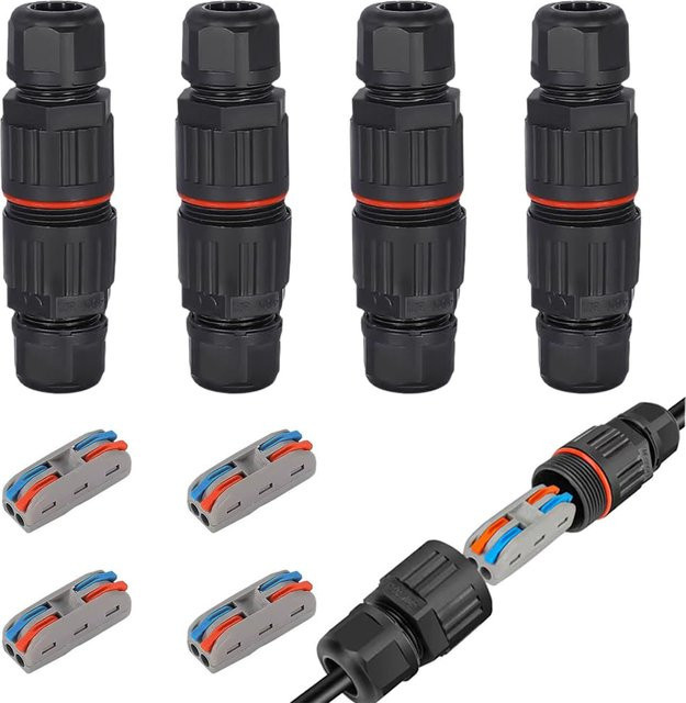 ELECAPITAL IP68 Wasserdichter Steckverbinder Schnellverbinder 2/3-polig in Schwarz für LED-Lichtverdrahtung im Outdoor-Bereich - Bild 1