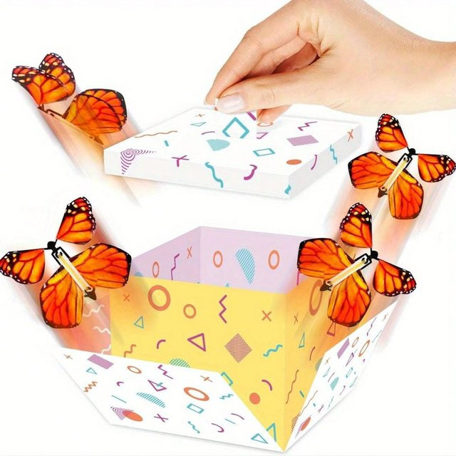 DIY Explosion Schmetterling Geschenkbox als kreative Überraschungsbox in Multicolour für besondere Anlässe - Bild 1