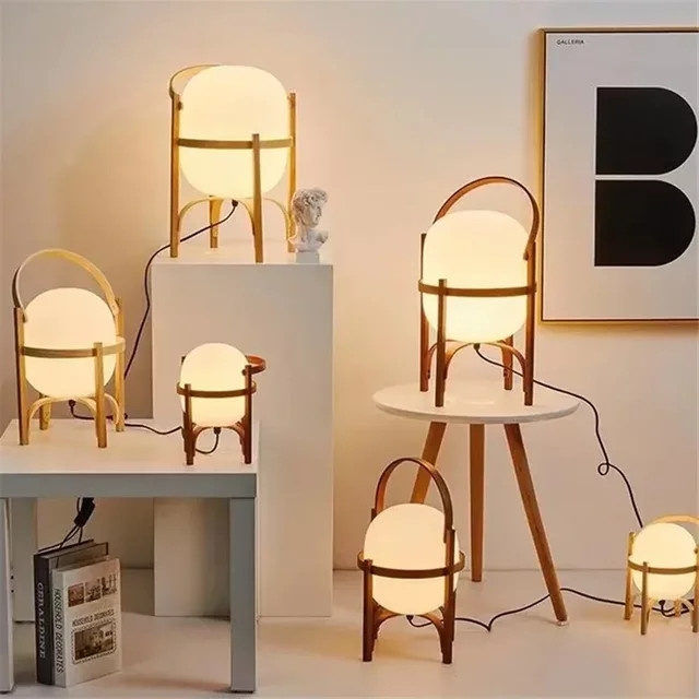 Moderne Cole Cestita LED Stehlampe aus Holz in Weiß für Wohnzimmer und Schlafzimmer - Bild 1