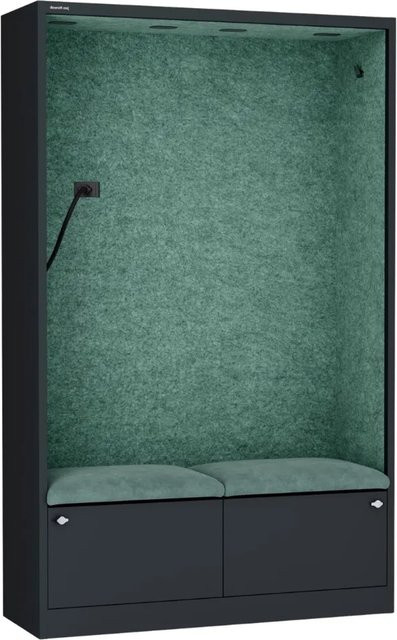 JAN NOWAK Akustikkabine SALLY mit Schalldämmung, Telefonkabine und Meetingbox, Farbe: Anthrazit-Grün, H x B x T: 185 x 115 x 40 cm - Bild 1