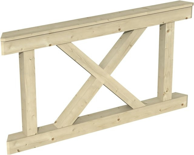 Skan Holz Brüstung Andreaskreuz aus Fichte in Natur, B/H: 78,5 x 84 cm - Bild 1