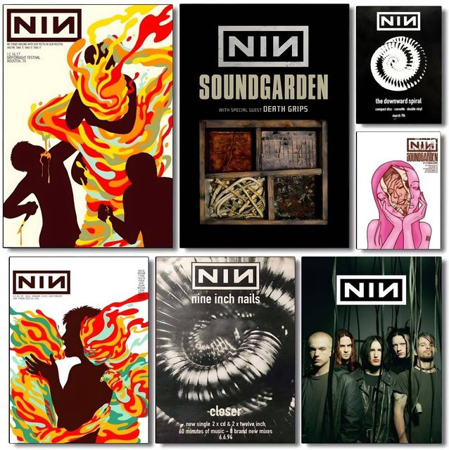 Wasserfester Wandaufkleber N-Nine I-Inch Nails Poster im Retro-Stil, abstrakter Wandkunstdruck für Wohnzimmer und Schlafzimmer, Mehrfarbig - Bild 1