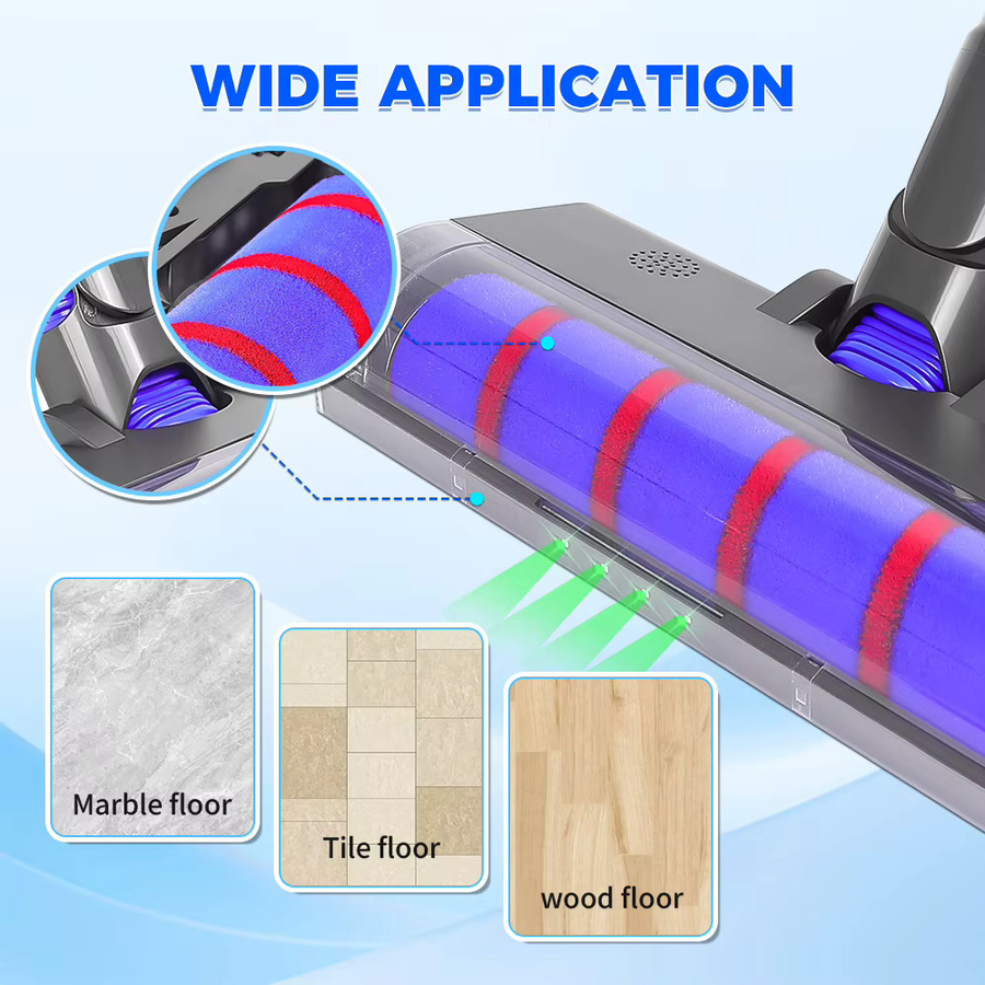 Dyson Bürstenkopfteil mit LED-Licht und Direktantrieb für V7 V8 V10 V11 V15 Staubsauger, weiche Rollenbürste für Bodenreinigung - Bild 4