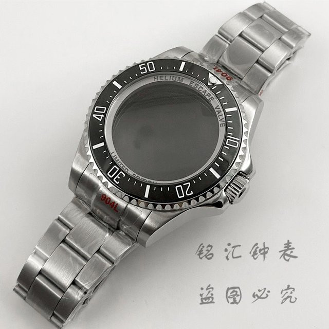 LIYAN Uhrengehäuse, Edelstahlarmband, 44 mm, Keramiklünette, Silber, Unisex - Bild 1