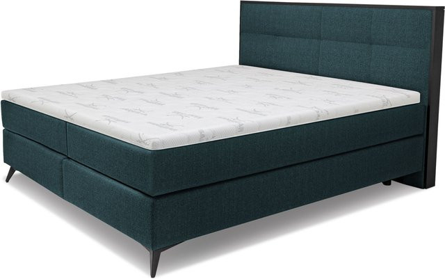 Boxspringbett SANSIBAR LIVING Langeoog in Denim Black mit Taschenfederkern und Schaumstoff, B/T: 200 x 200 cm - Bild 1