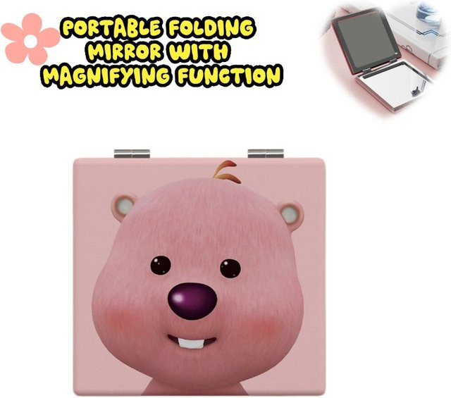 Pororo Handspiegel, pink, faltbar, doppelseitig - Bild 1
