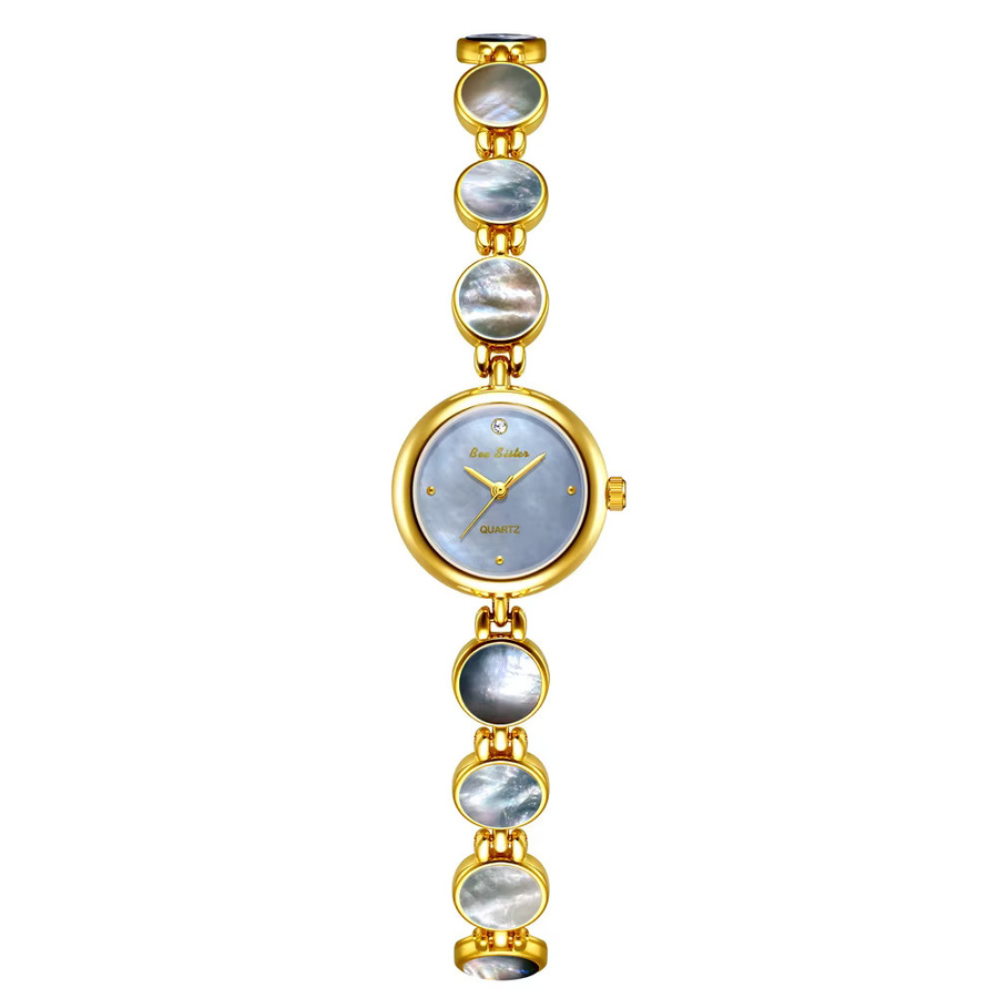 BS bee sister Armbanduhr, Quarz, Edelstahl, Gold, Blau, Damen - Bild 5