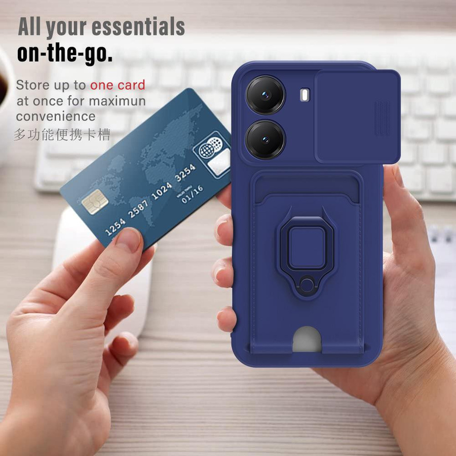 Xiaomi Poco X7 Pro Handyhülle mit Crossbody-Kordel, Lanyard und Ringhalter sowie Kameraobjektivabdeckung in den Farben Lila, Rot und Blau - Bild 1