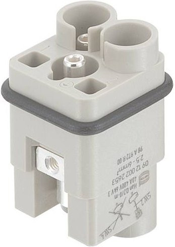 HARTING Stifteinsatz 09120022655 mit 2 Axialschraubanschlüssen in Grau aus Kunststoff - Bild 1