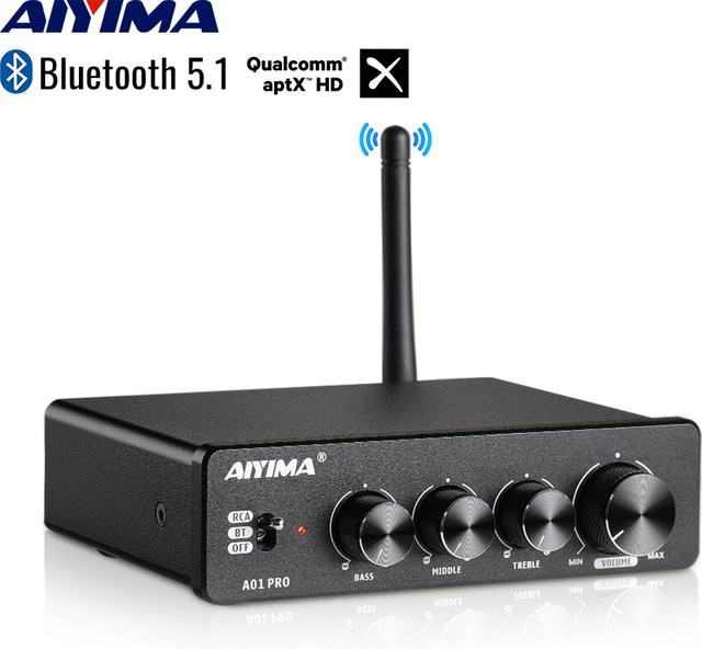 AIYIMA A01 PRO Bluetooth HIFI Stereo Audio Verstärker, 2,0 Klasse D Heimkino Amp, Schwarz - Bild 1