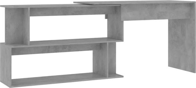 vidaXL Eckschreibtisch in Betongrau aus Holzwerkstoff, B/T/H: 200 x 50 x 76 cm - Bild 1