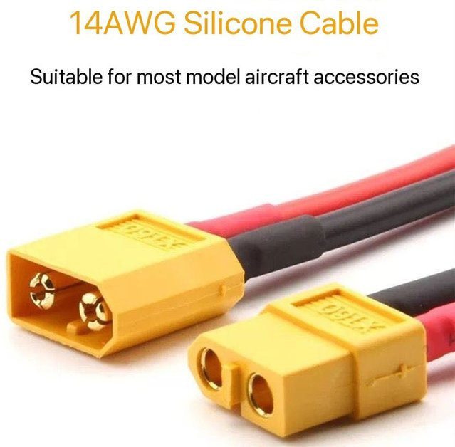 BANGSHE XT60 Busbar 14AWG gelb für Flugzeugmodelle und Lithium-Batterien - Bild 1
