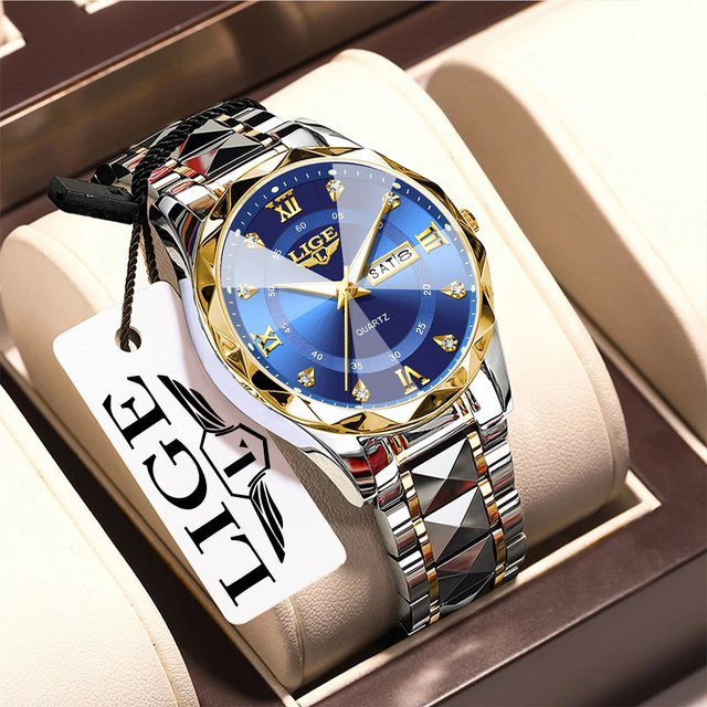 LIGE Armbanduhr Edelstahl, Quarz, Datum, Wochentag, Herren - Bild 1