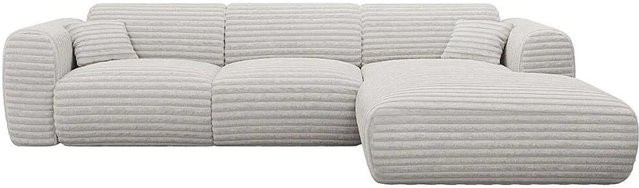 Maison Céphy Sofa Pogni in Lichtgrau mit Breitcord-Samt-Bezug, L-Form, Breite: 280 cm - Bild 1