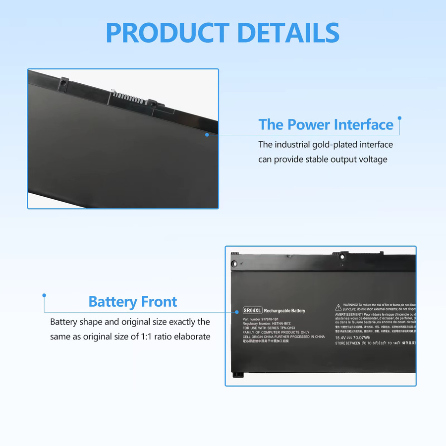 HP SR04XL Laptop-Akku in Schwarz für HP Omen 15-CE0XX, 15-DC0XX Serie und Pavilion 15-CB0XX - Bild 4