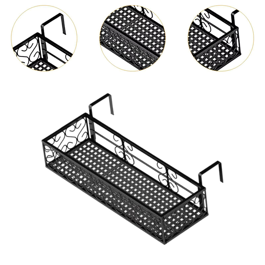 MagiDeal Hängender Blumentopfständer aus Stahl in Schwarz, Pflanzkorb für Balkon und Außenbereich, B/T/H: 60 x 20 x 12 cm - Bild 5
