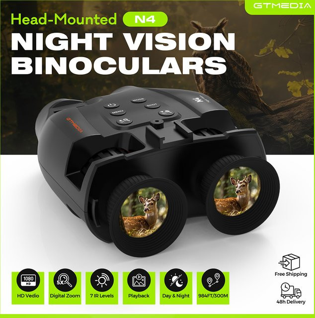 GTMEDIA N4 Digitales Nachtsichtgerät mit 5X Zoom in Schwarz für Jagd, Camping und professionelle Rettungseinsätze - Bild 1