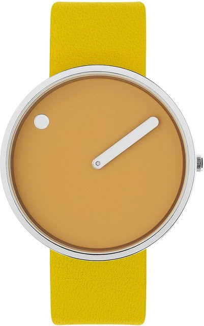 Picto Armbanduhr, Quarz, Edelstahl, Leder, 40 mm, Unisex, Gelb - Bild 1