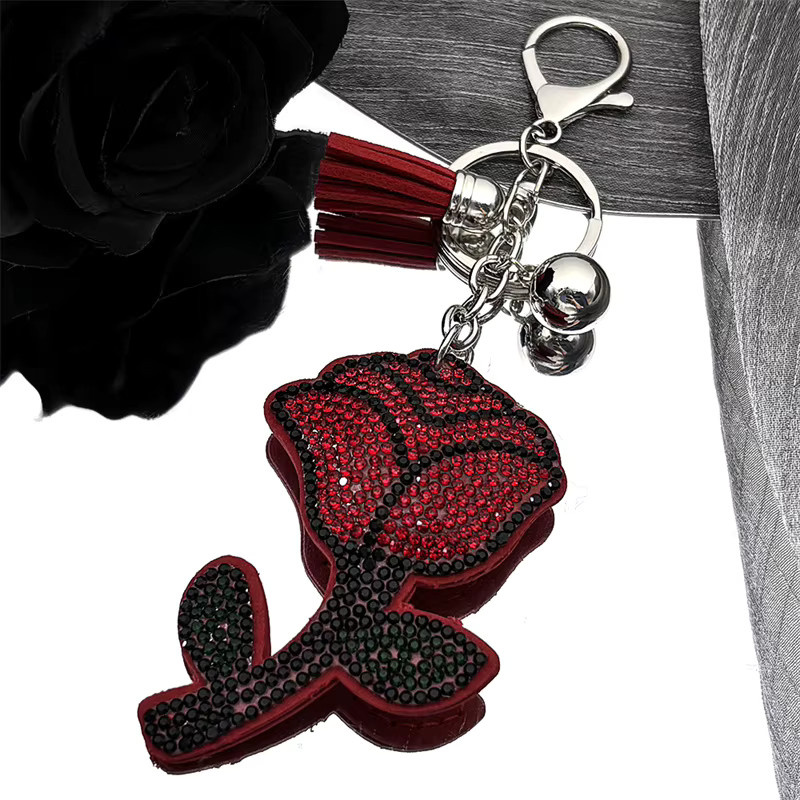 Lovely FAJA Schlüsselanhänger, Rote Rose, Silber Farbe Legierung, Strass, Damen - Bild 3