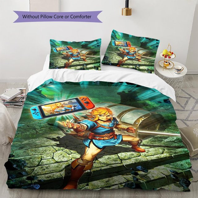 Dear YuZong Bettwäsche Set Link Zelda Muster mit Bettbezug und 2 Kissenbezügen, Mehrfarbig, B/H: 135 x 200 cm - Bild 1