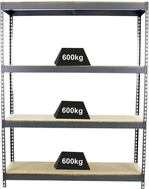 PROREGAL Schwerlastregal Wood Beast Four in Grau mit 4 Ebenen und einer Fachlast von 600 kg, H x B x T: 200 x 180 x 75 cm - Bild 1