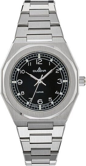 Dugena Damenuhr, Quarz, Edelstahl, Schwarz, 33 mm, Eckig - Bild 1