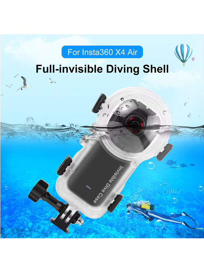 PULUZ Wasserdichtes Tauchgehäuse für Insta360 X4 Air 2025 Action-Kamera, transparentes versiegeltes Gehäuse für bis zu 50m Tiefe - Bild 4