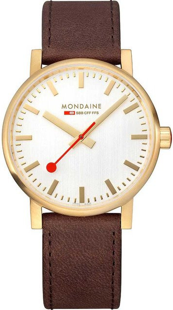 Mondaine Herrenuhr, Quarz, Edelstahl, 40 mm, Leder, Silber, 3 ATM - Bild 1