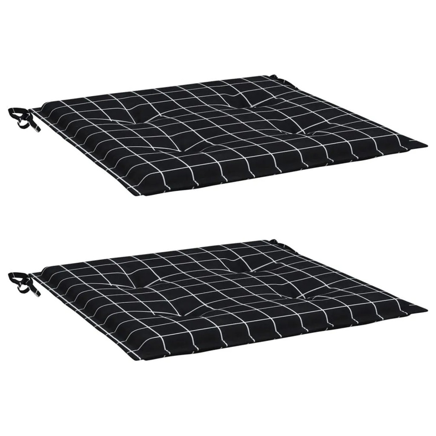 vidaXL Gartenstuhl-Kissen 2er-Set aus wasserabweisendem Oxford-Gewebe, Schwarz-weiß Karomuster, B/T/H: 50 x 50 x 4 cm - Bild 2