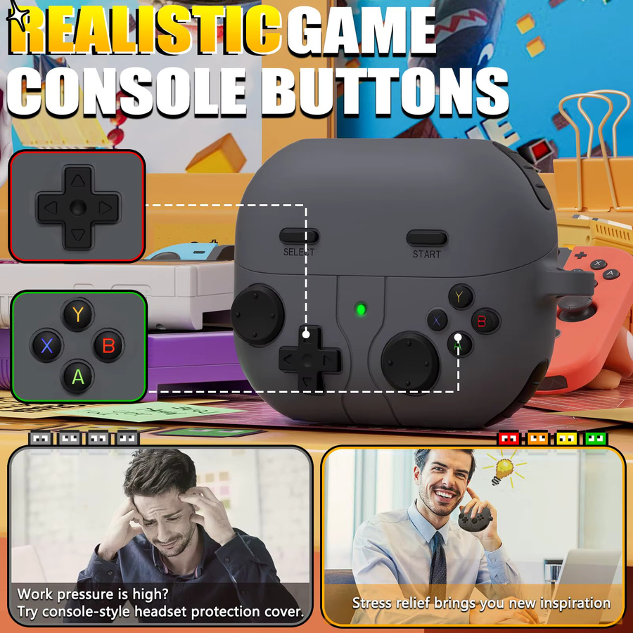 Samsung Galaxy Buds 3 FE / 3 Pro / 3 Silikon Schutzhülle im Spieler-Design inklusive Reinigungsset in Grün oder Grau - Bild 2