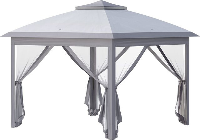 Outsunny Faltpavillon Grau, wasserabweisend und winterfest mit Metallrahmen, B/T/H: 330 x 330 x 190 cm - Bild 1