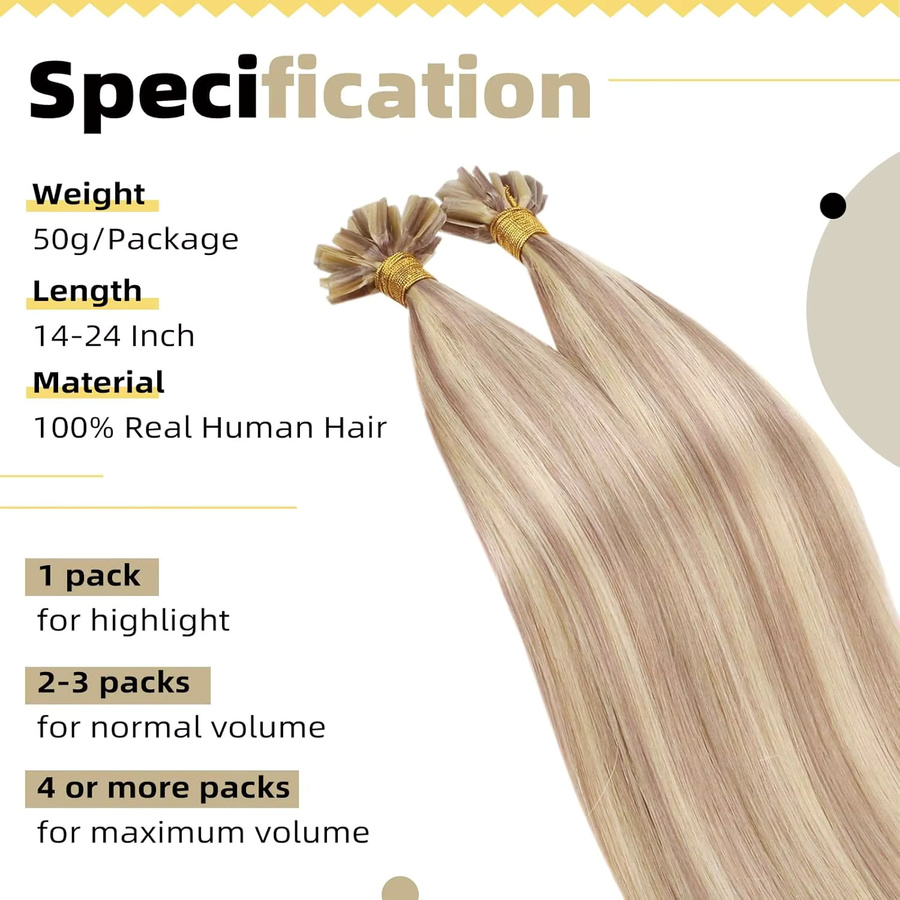 Ugeat U-Tip-Haarverlängerung, Keratin, Echthaar, 100 g - Bild 2